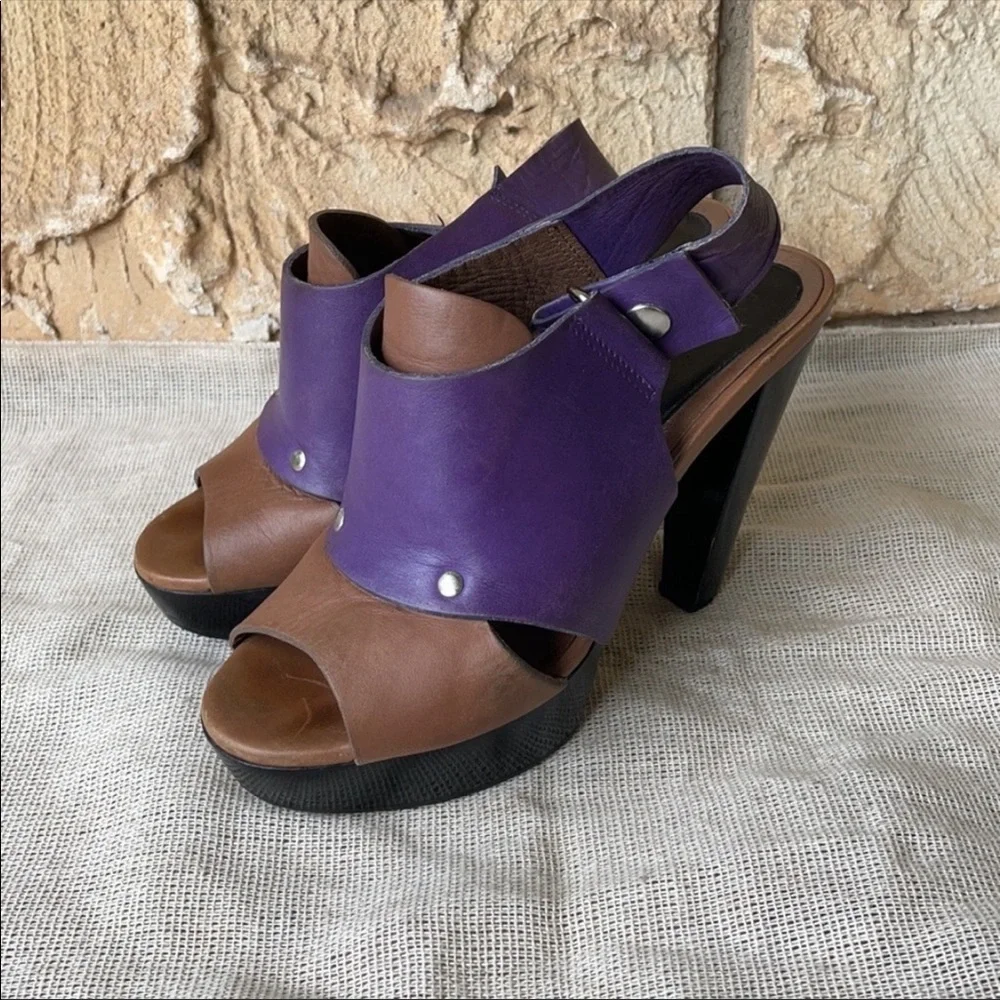 Marni Platform Purple & Taupe Perp Toe sandal heels sienna Size 35